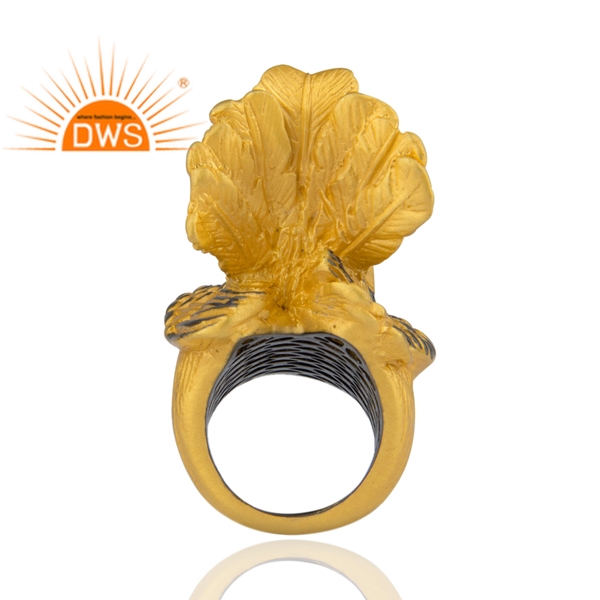 Latest 2022 Gold Plated Bird Design Pave Diamond & Ruby Gemstone Ring Wholesaler