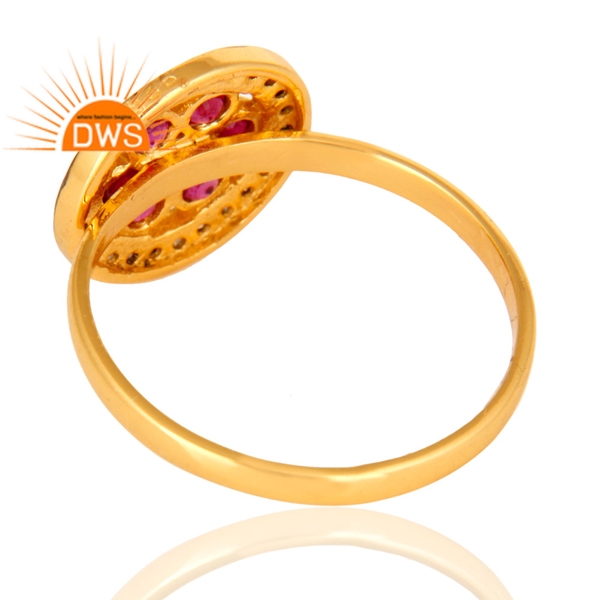 High Quality Sterling Silver Natural Pave Diamond & Ruby Gemstone Ring Exporter
