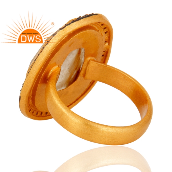 Sterling Silver Gold Plated Pave Diamond & Golden Rutile Gemstone Supplier