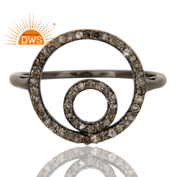 Handmade Sterling Silver Round Pave Designed Natural Diamond Ring Manufacturer