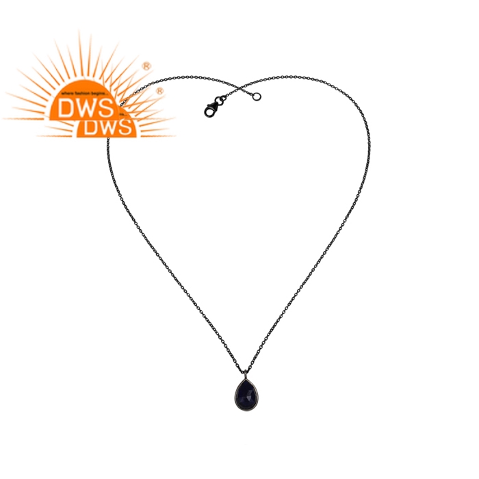 Sterling Silver Pendant Natural Blue Corundum Gemstone Pendant  Exporter