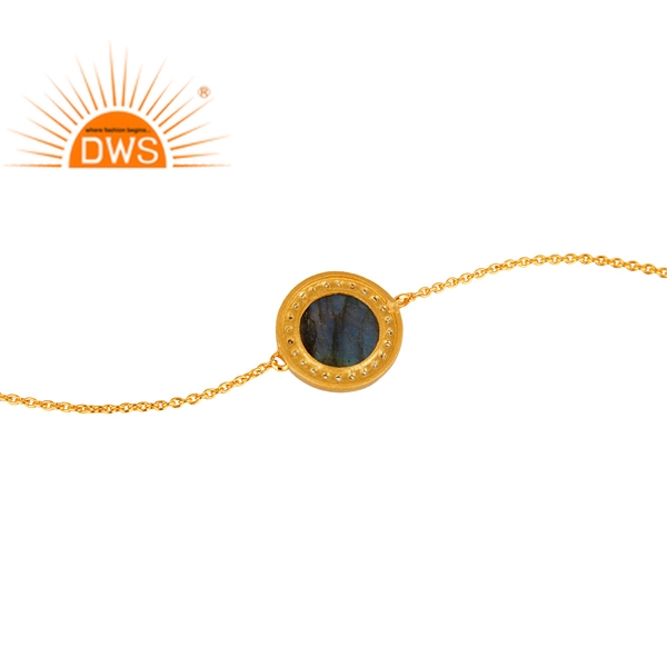 Selling Sterling Silver Gold Plated Labradorite & CZ Gemstone Bangle Exporter