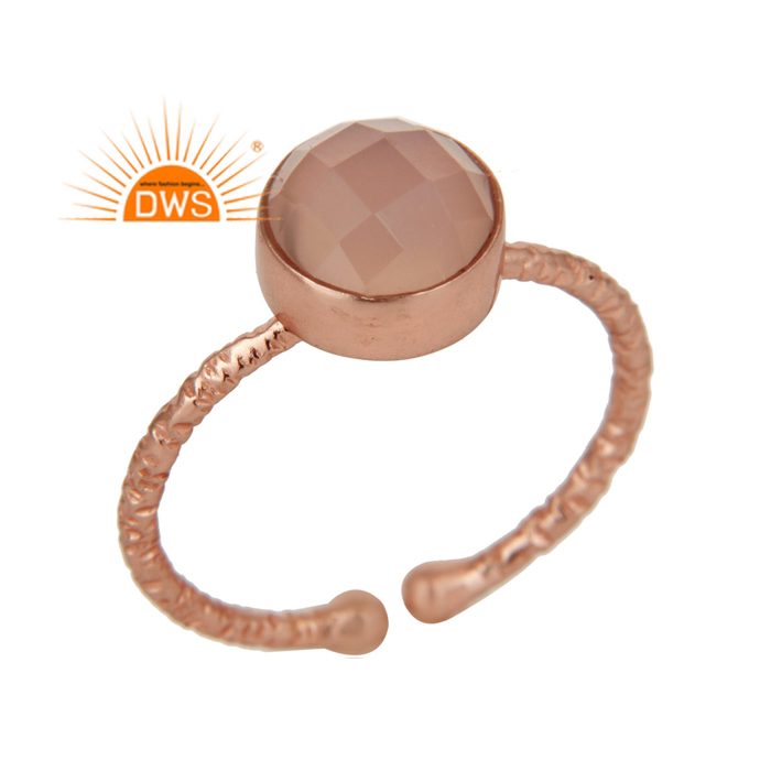 Best Selling Sterling Silver Stackable Ring Rose Chalcedony Gemstone Wholesaler
