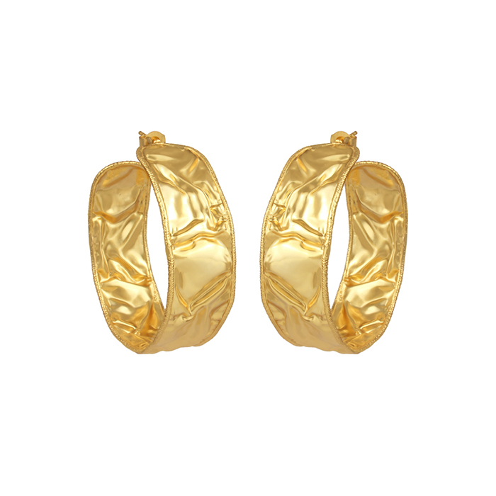 Hammered Sterling Silver Gold Plated Hoop Earring Jewelry Manufacturer