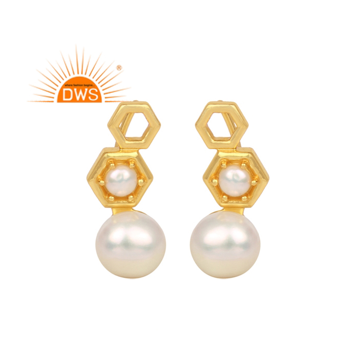 Natural Pearl Stone Stud Earring Sterling Silver Stud Earring Manufacturer