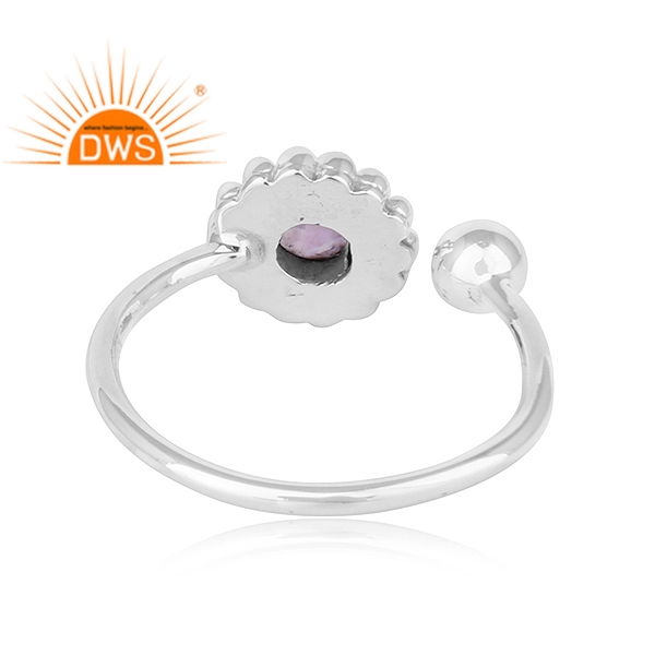 Natural Amethyst Gemstone Ring Oxidized Sterling Silver Stackable Ring Exporter