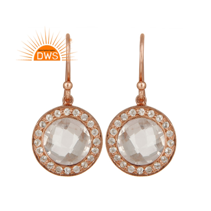 Natural Crystal Quartz & White Topaz Gemstone Earring Supplier