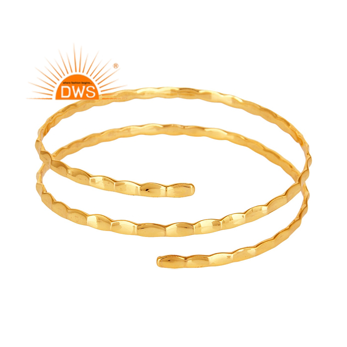 925 Silver Gold Plated Handmade Spiral Design Bangle Exporter