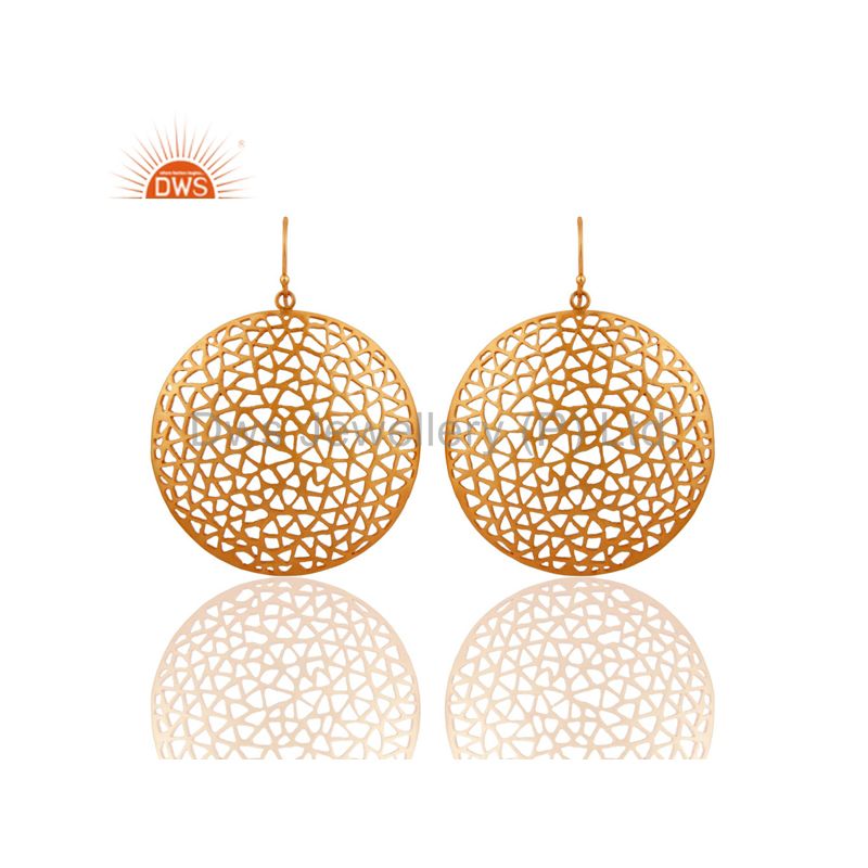 925 Silver Gold Plated Filigree Earrings Jewelry Supplier