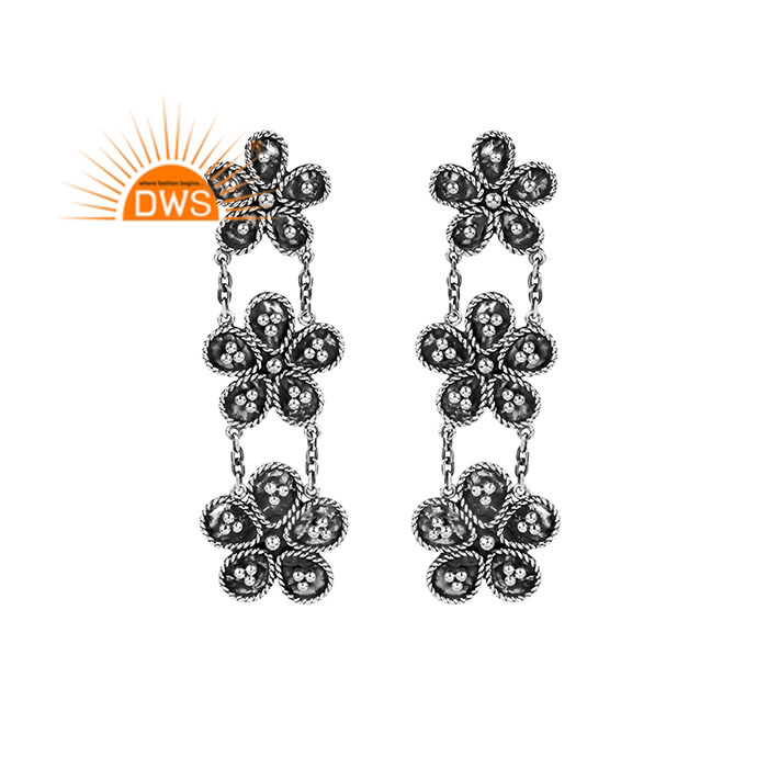 925 Sterling Floral Drop Women's Earrings Manufacturer