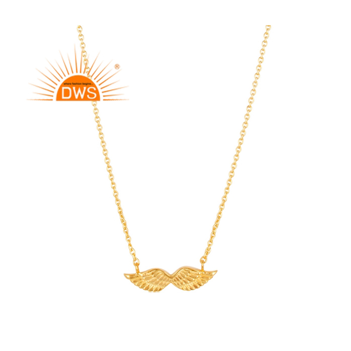 Sterling Silver Gold Plated Bird Wings Design Pendant Necklace Exporter