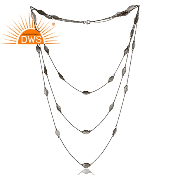 Black Rhodium Plated 925 Silver Chain Necklace Exporter