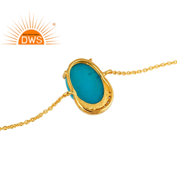 Silver gold plated Turquoise & CZ Gemstone Bracelet Exporter