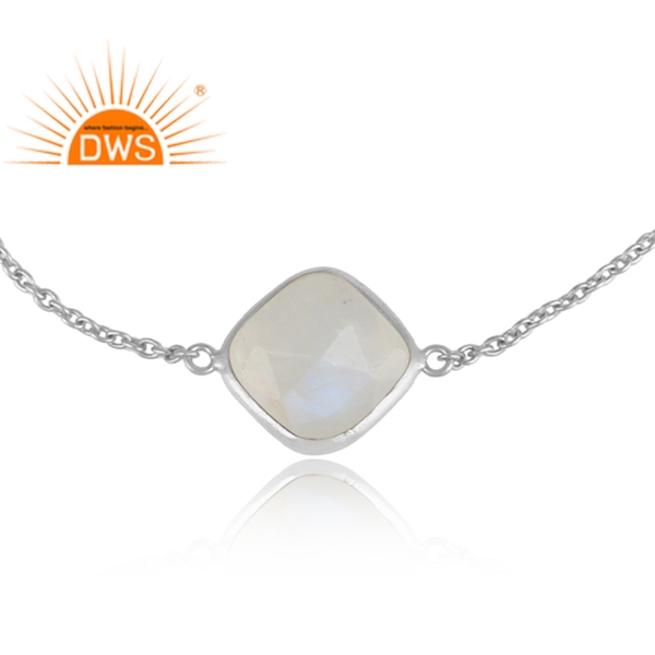925 Silver Natural Rainbow Moon Stone Gemstone Bracelet Exporter