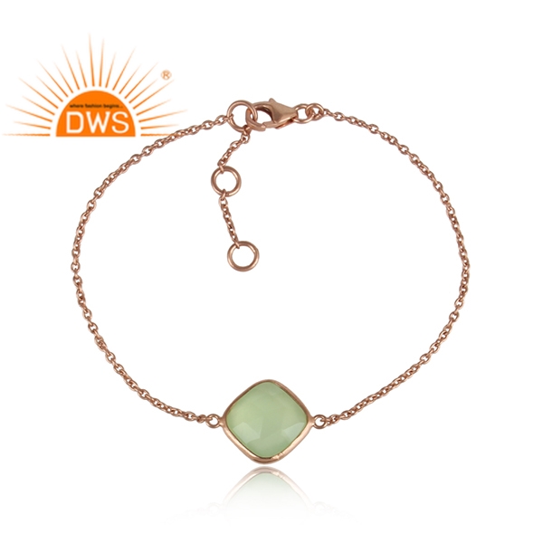 925 Silver Natural Prehnite Chalcedony Gemstone Bracelet Exporter