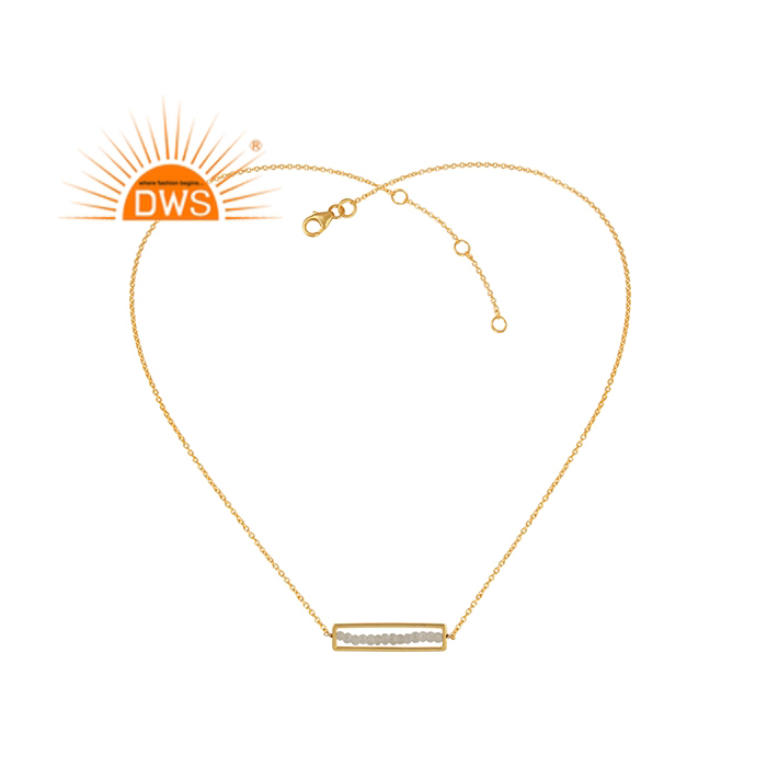 925 Silver Gold Plated Rainbow Moonstone Pendant Necklace Exporter