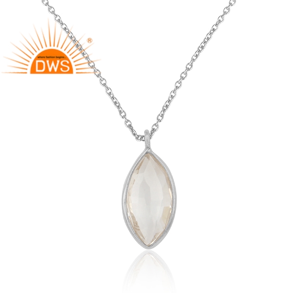 925 Silver Crystal Quartz Pendant Necklace Exporter