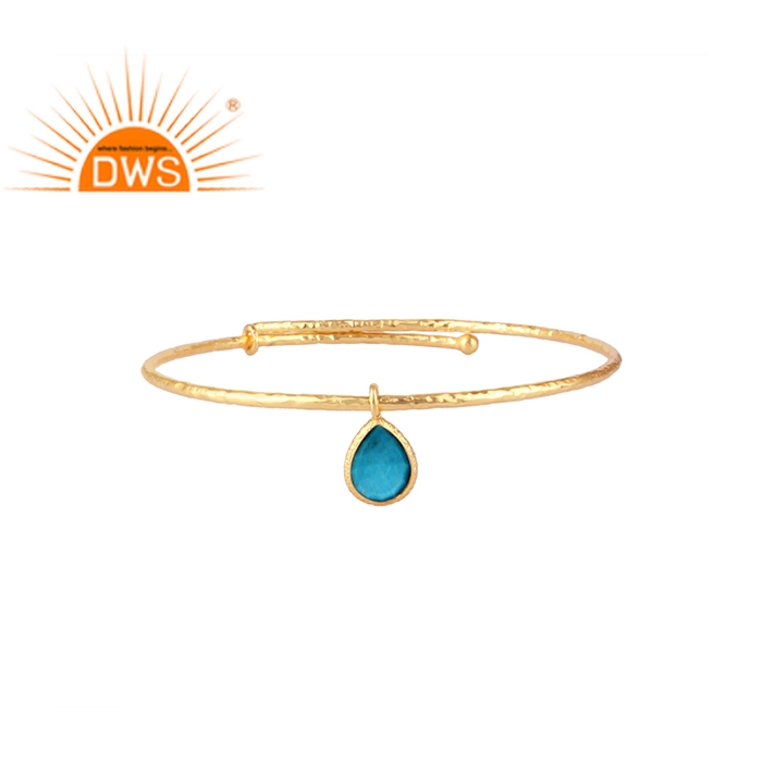 925 Silver Gold Plated Turquoise Open able Fashion Bangle Exporter
