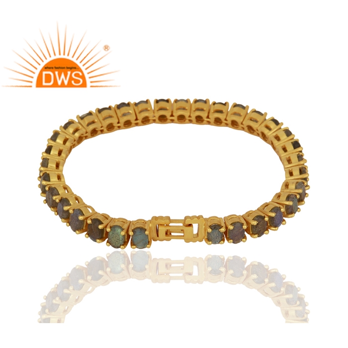 925 Silver Gold Plated Labradorite Gemstone Bracelet Exporter
