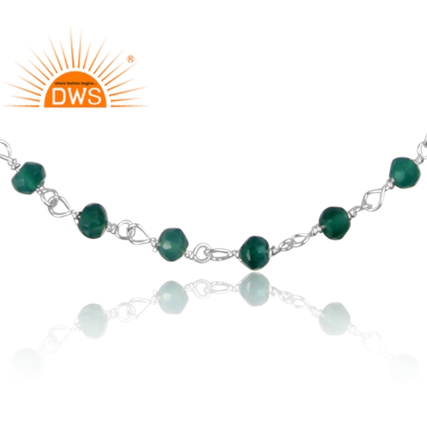 Silver Blue Corundum Gemstone Chain Bracelet Exporter