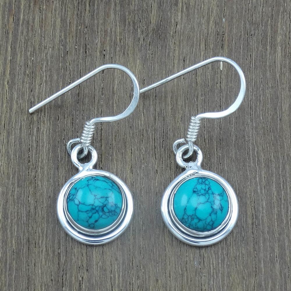 Natural Turquoise Gemstone 925  Silver Earring Exporter