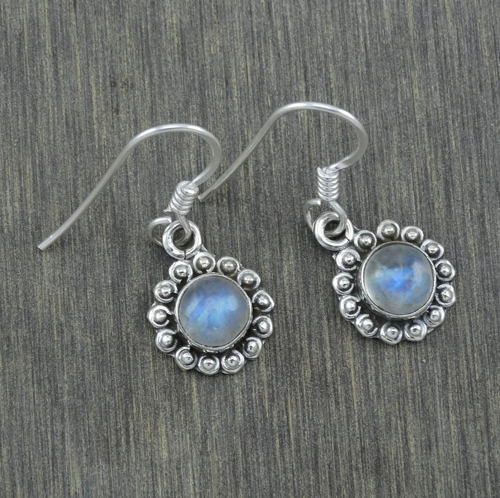 Rainbow Moonstone Gemstone 925  Silver Earring Exporter