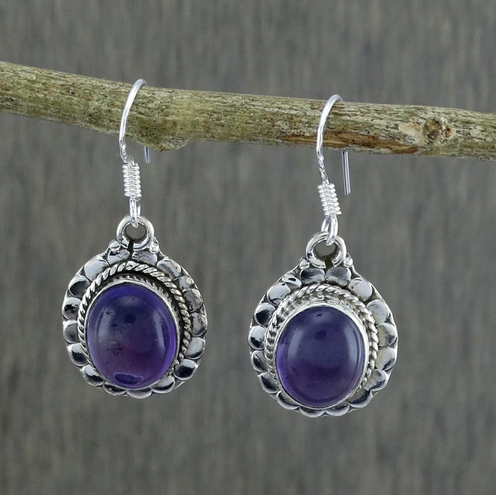 Handmade Amethyst Gemstone 925 Silver Earring Exporter
