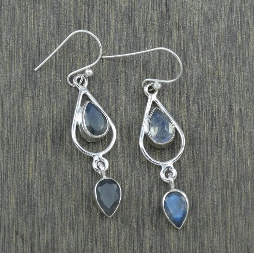 Handmade Labradorite Gemstone 925 Silver Earring Exporter