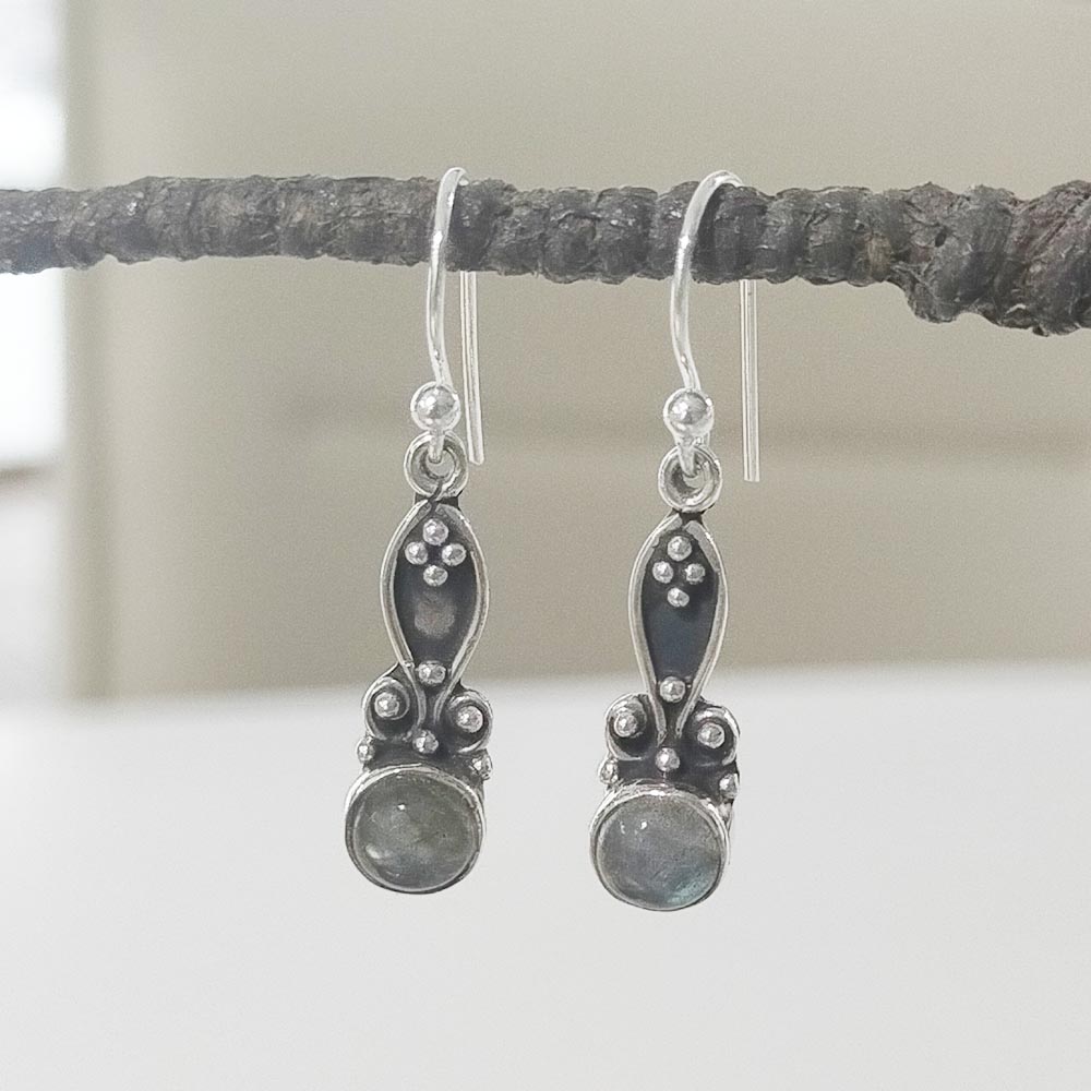 Popular Design Labradorite Gemstone 925  Silver Earring Exporter