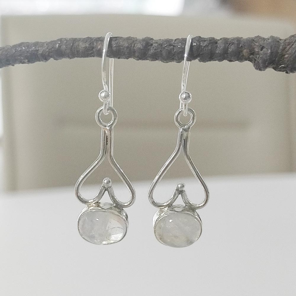 Beautiful Rainbow Moonstone 925 Silver Earring Exporter