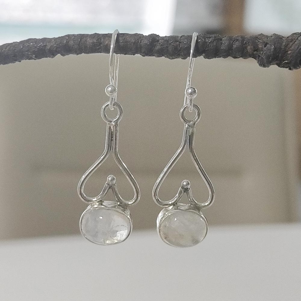 Beautiful Rainbow Moonstone 925 Silver Earring Exporter