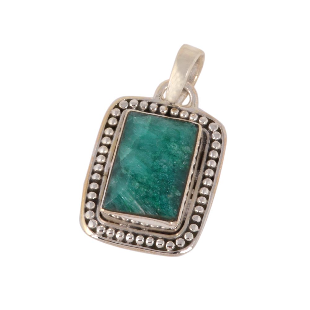 Corundum Emerald 925 Sterling Silver Gemstone Pendant Exporter
