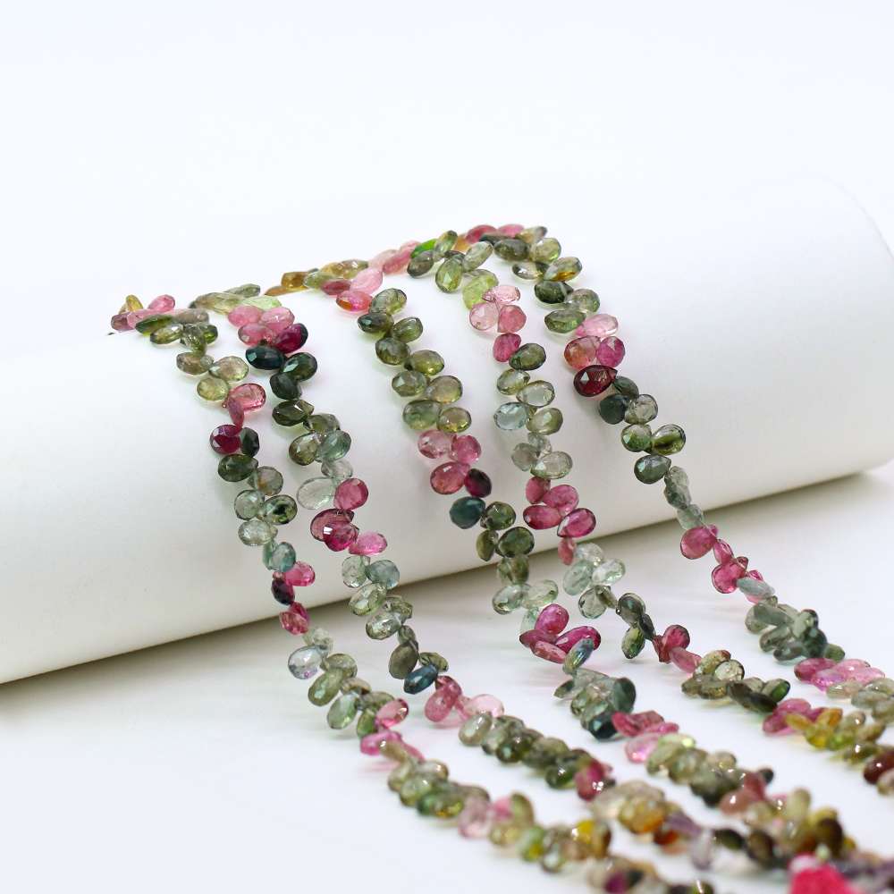 Multi Tourmaline 5x3mm to 6x4mm Pears Faceted Beads Exporter