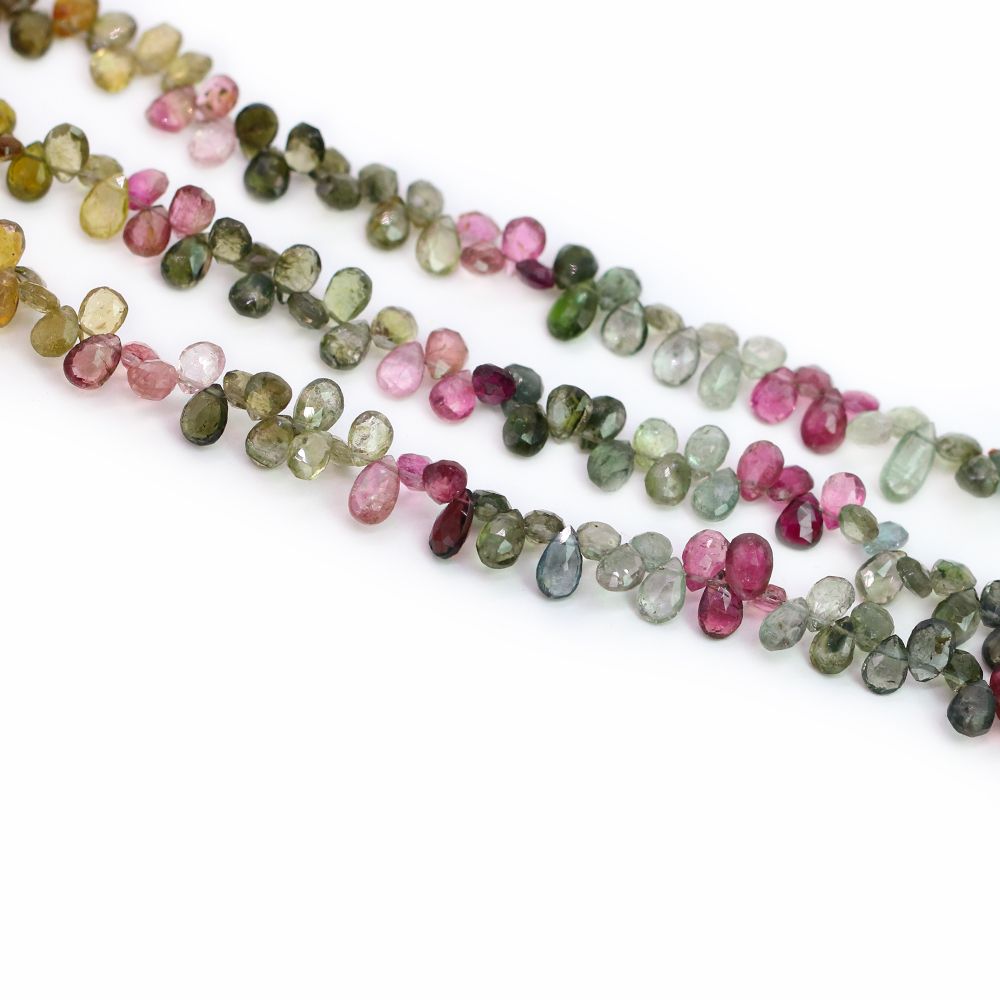Multi Tourmaline 5x3mm to 6x4mm Pears Faceted Beads Exporter
