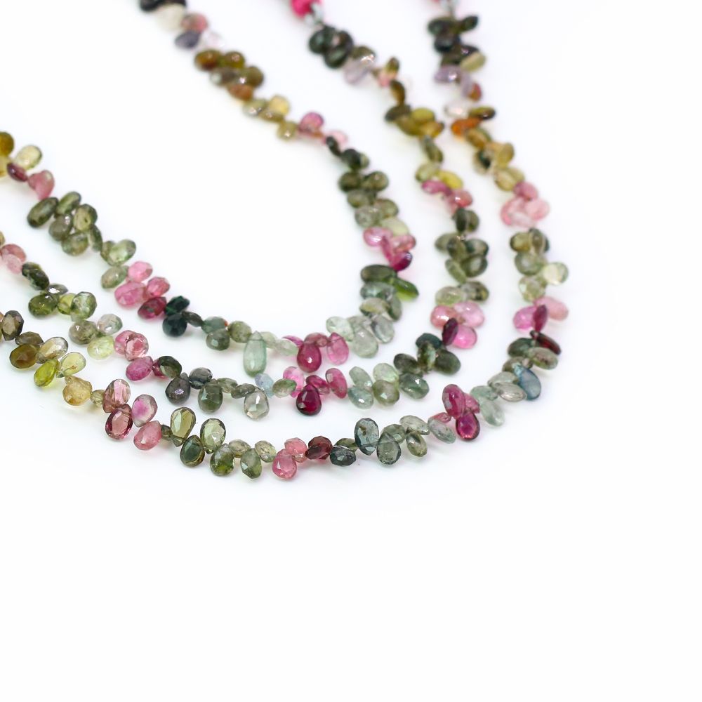 Multi Tourmaline 5x3mm to 6x4mm Pears Faceted Beads Exporter