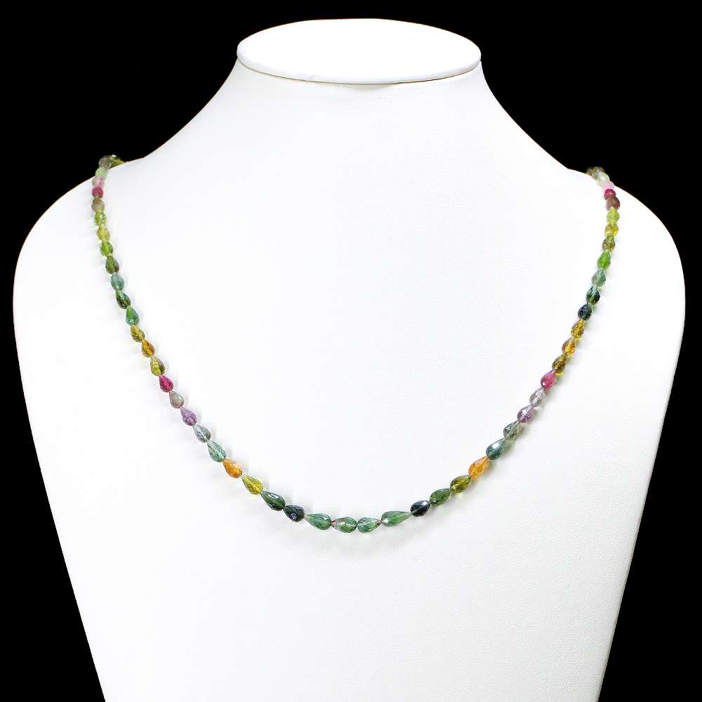 Multi Tourmaline 5x4mm to 8x5mm Drops Faceted Beaded Necklace Exporter