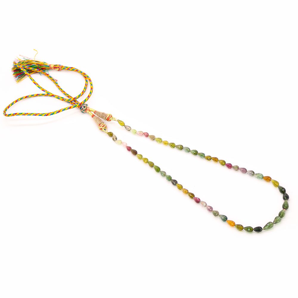 Multi Tourmaline 5x4mm to 8x5mm Drops Faceted Beaded Necklace Exporter