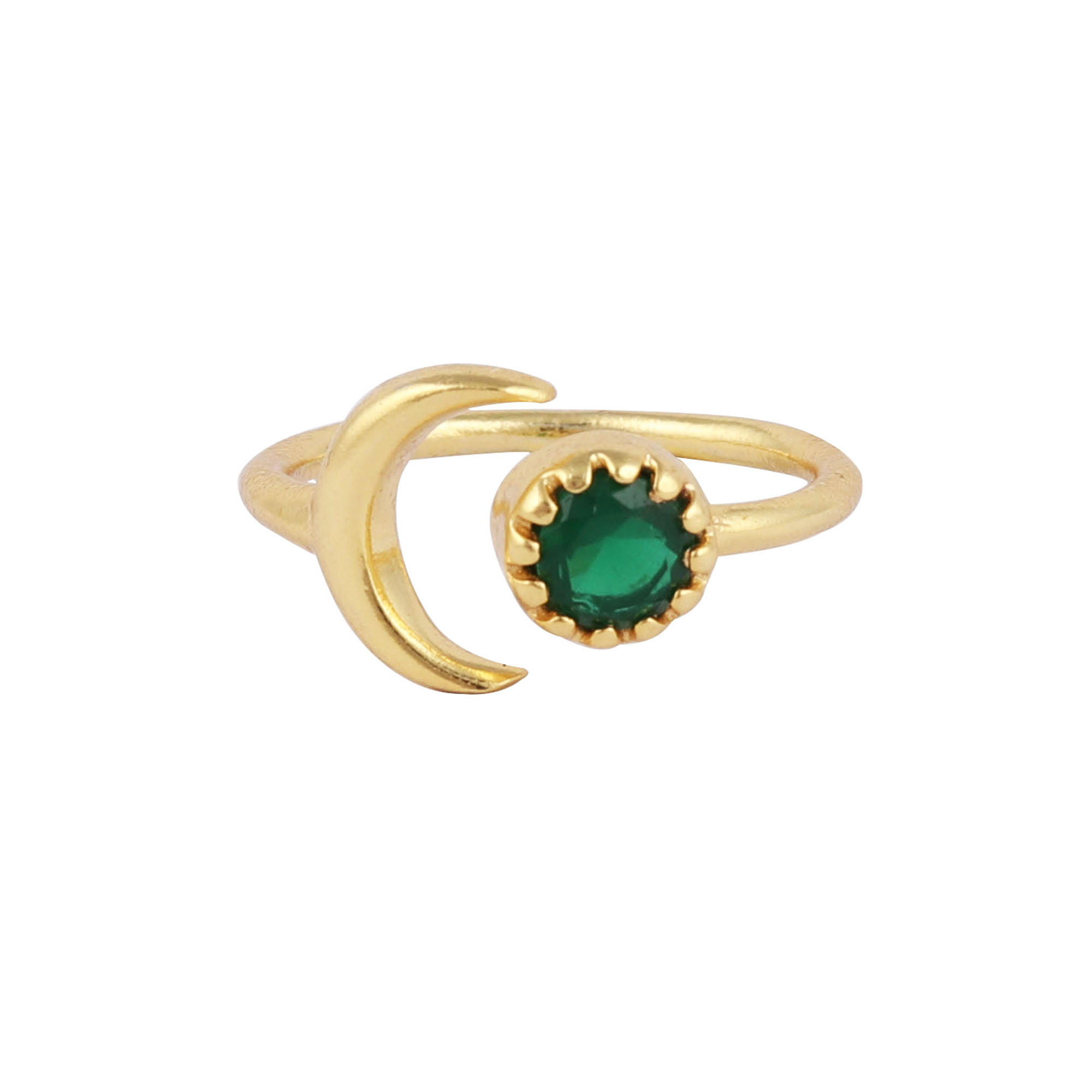 Green emerald ring gold/silver plated prong setting newest design Supplier
