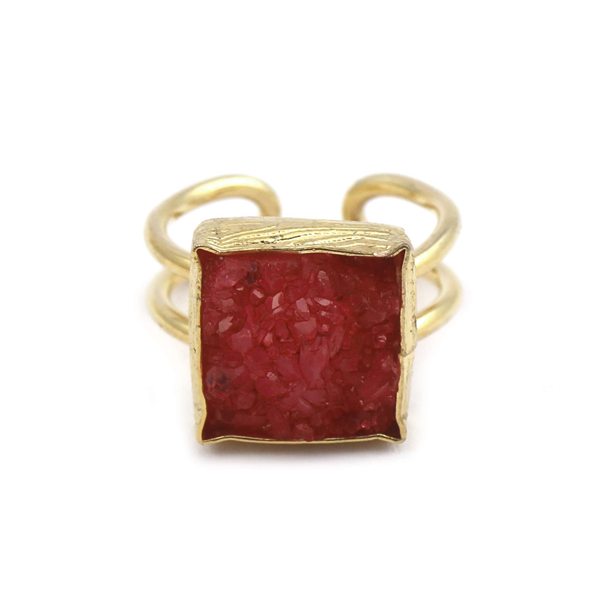 Natural agate durzi ring latest design simple style square shape  Supplier