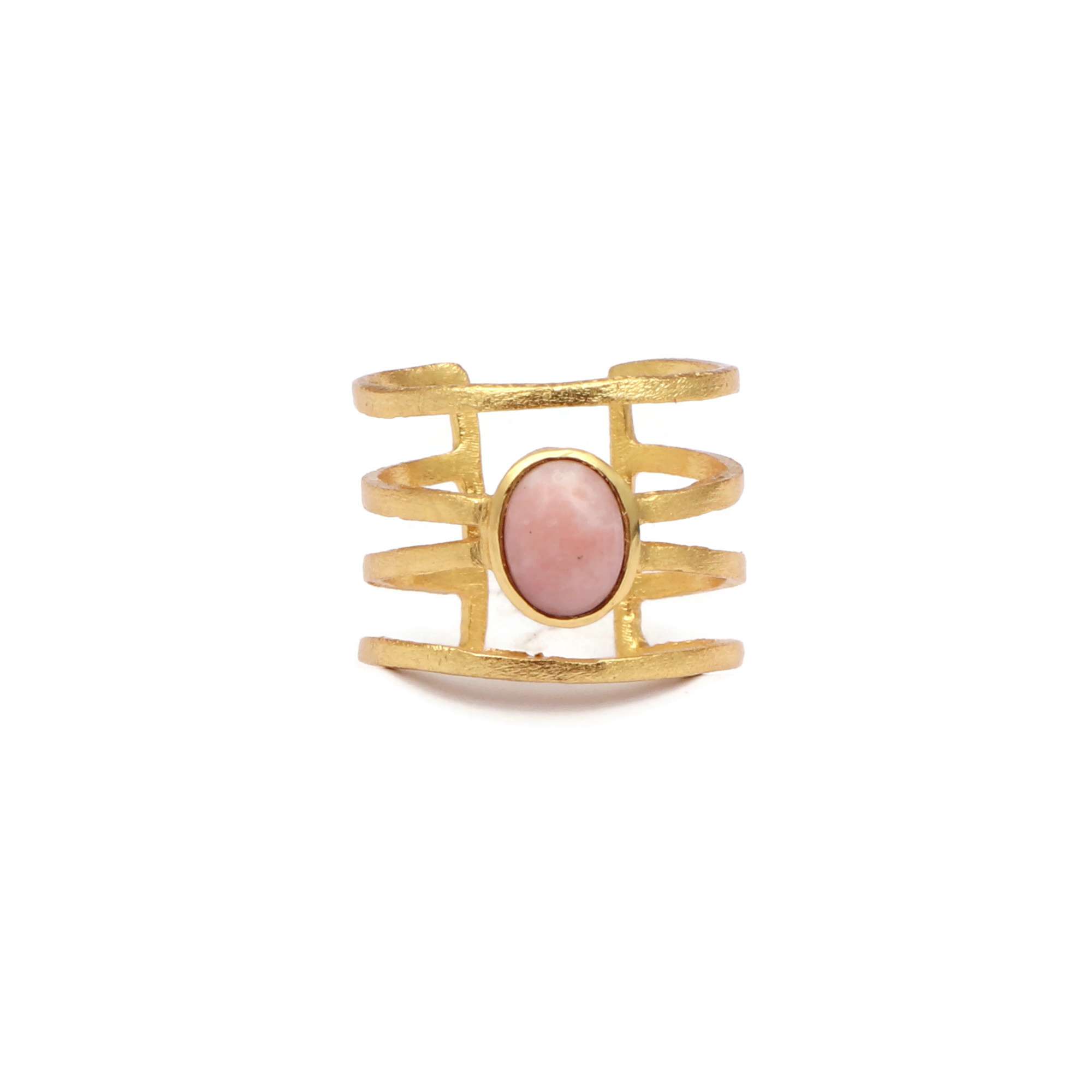 Pink opal rings wrapped coiled thick long hammered statement oval shape Supplier