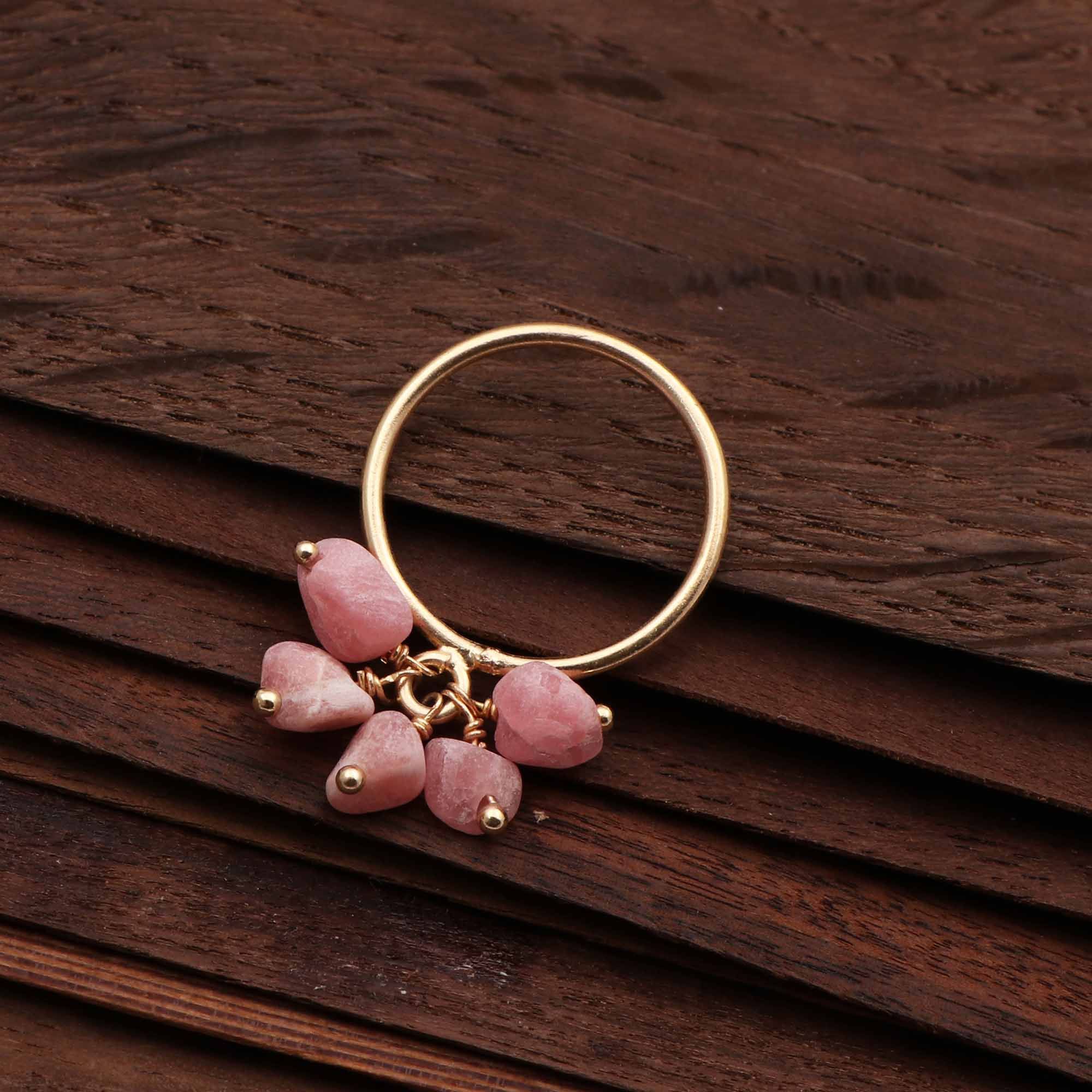 Wholesale rhodochrosite tumble stone rings dangling stone rings Supplier
