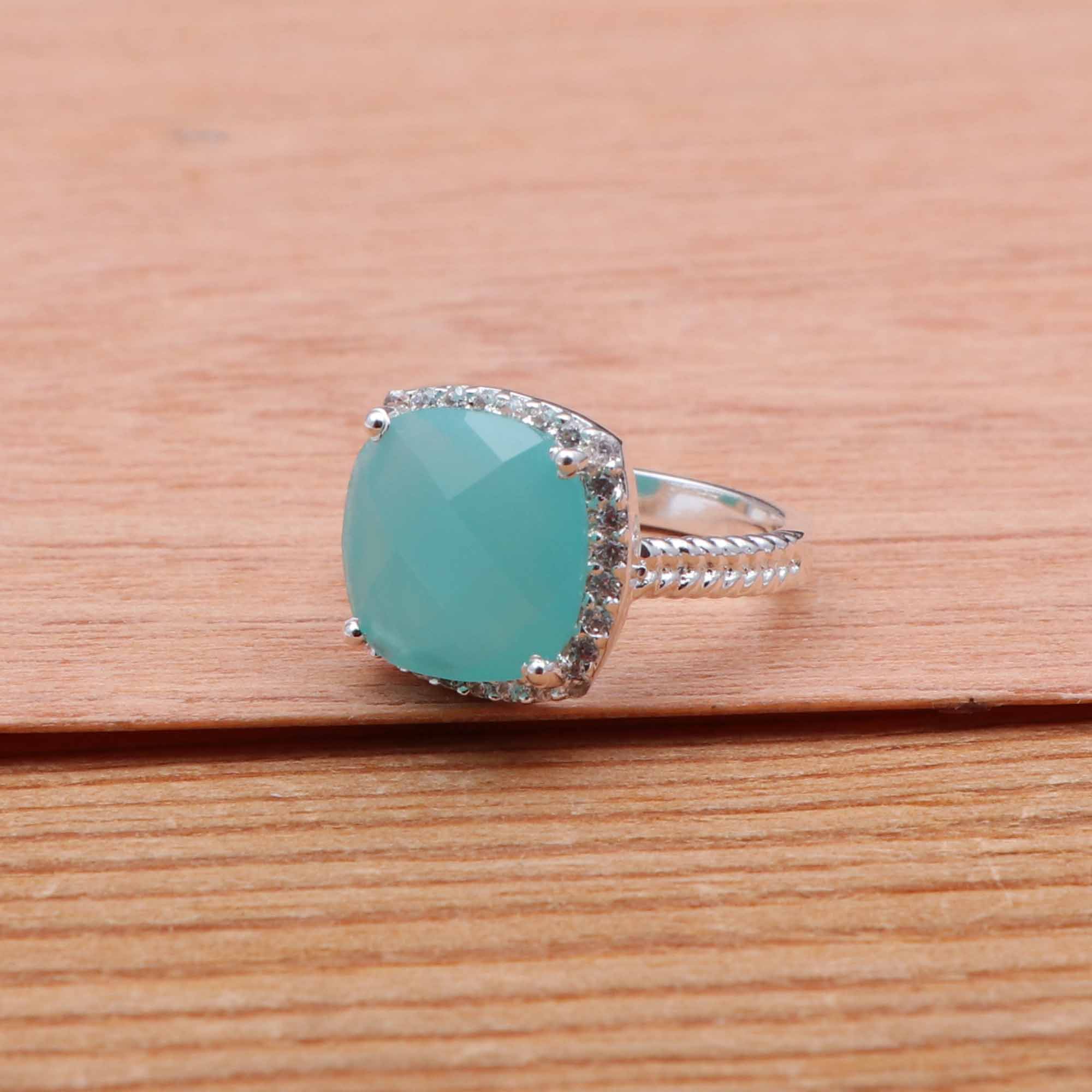 Wholesale gemstone citrine with zircon rings silver rings cushion rings Supplier