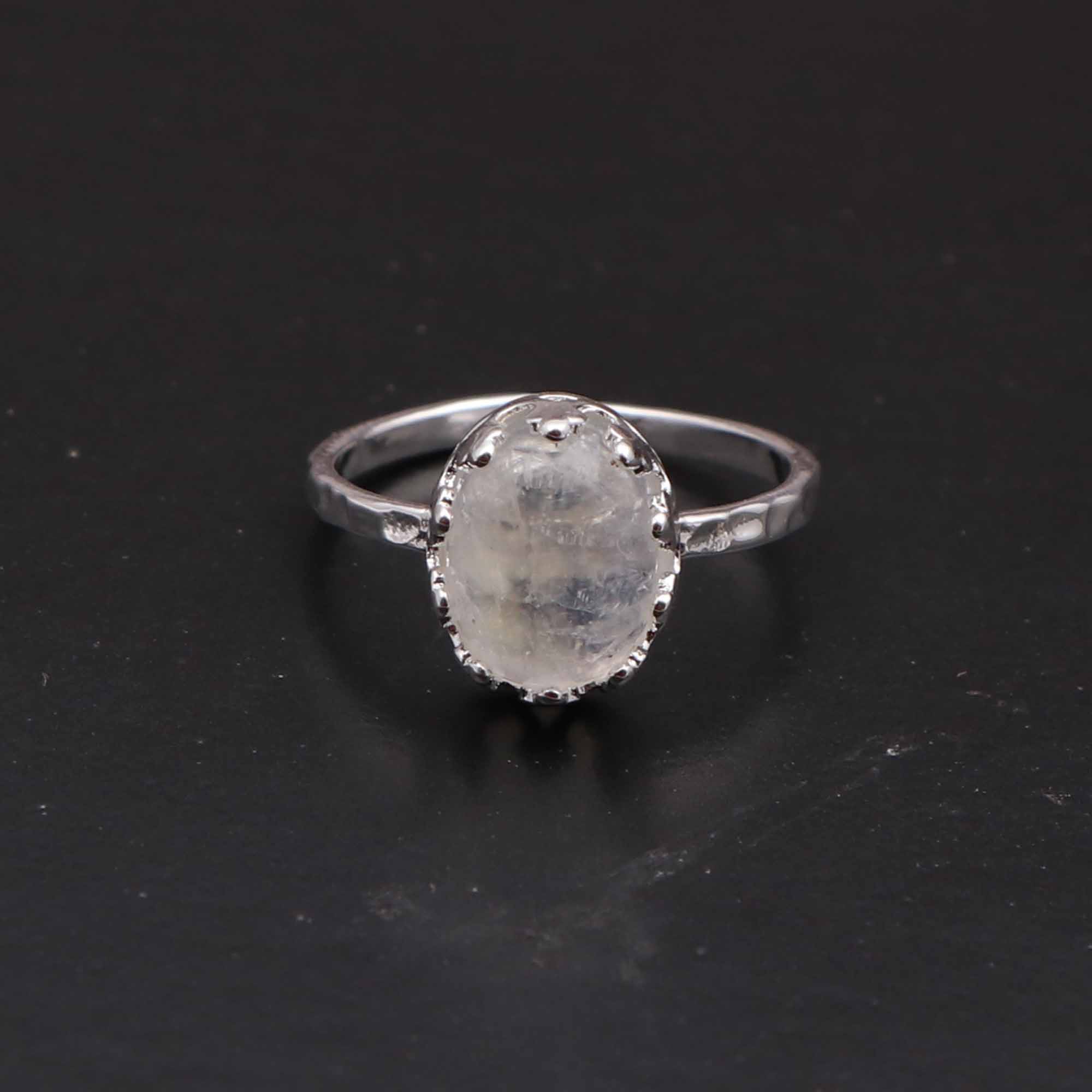 Moonstone gemstone rings oval shape silver plated rings Vendor