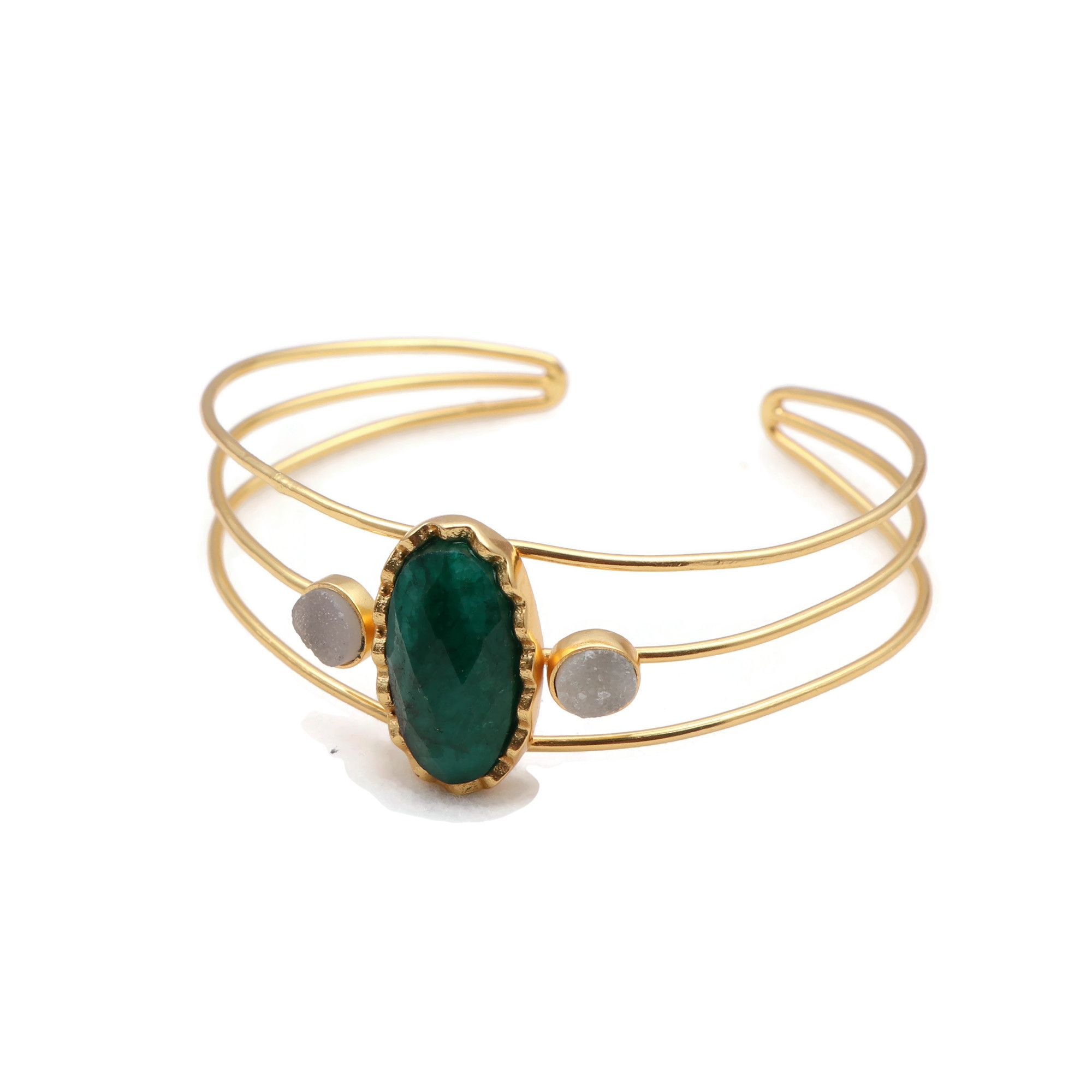 Bohemian stylish 24k gold plated ruby & labradorite bracelet custom Vendor