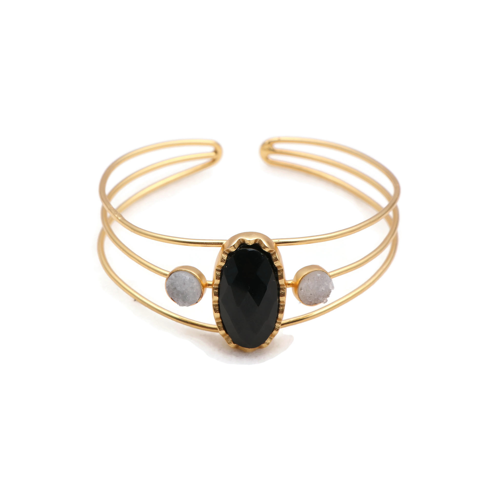 Bohemian stylish 24k gold plated ruby & labradorite bracelet custom Vendor