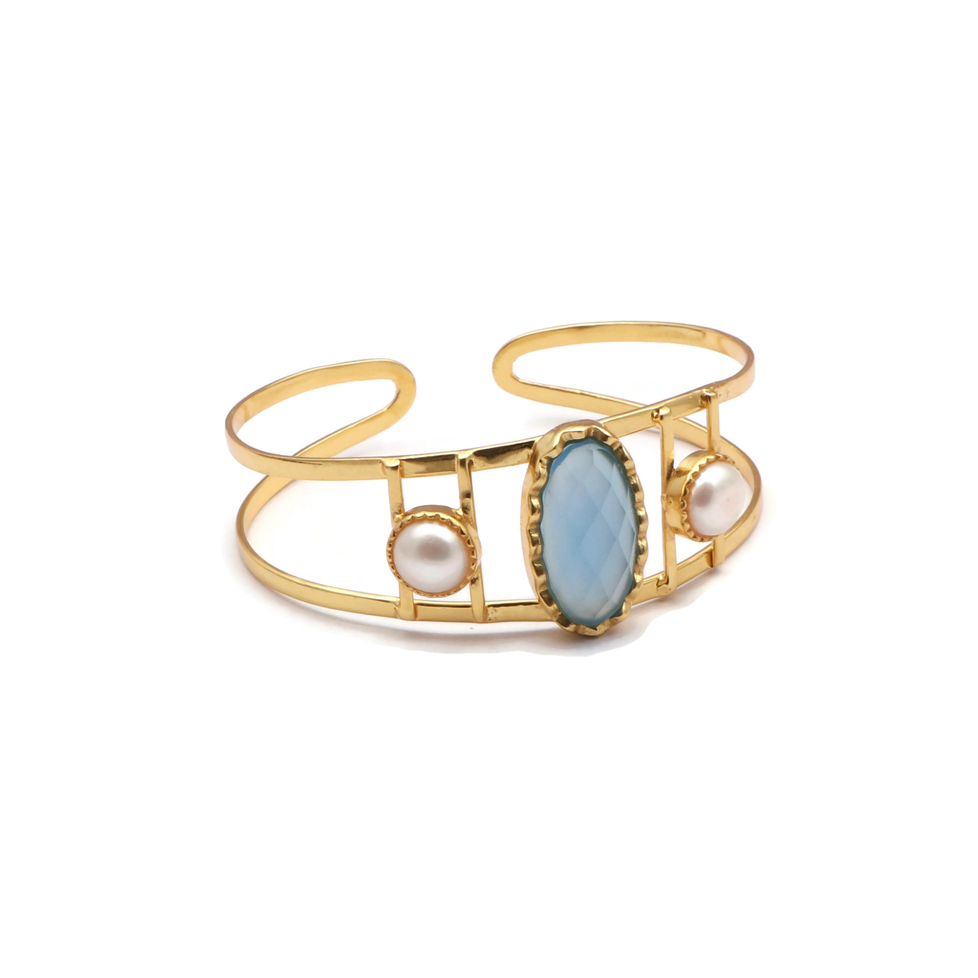 latest designs aqua chalcedony & onyx ladies bracelet good Supplier