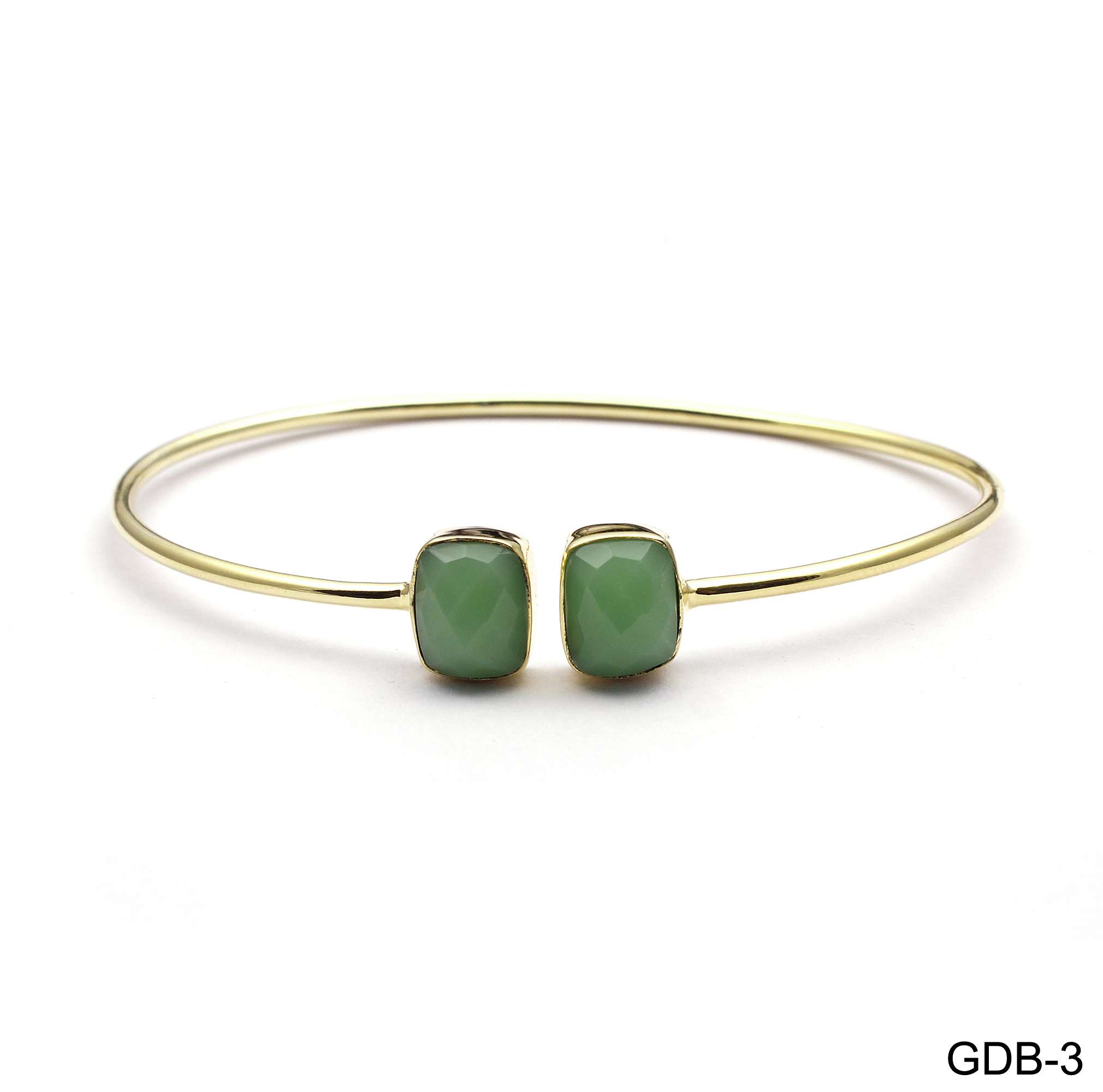 Best selling briolette cut chrysoprase bangle vermeil gold customized  Supplier
