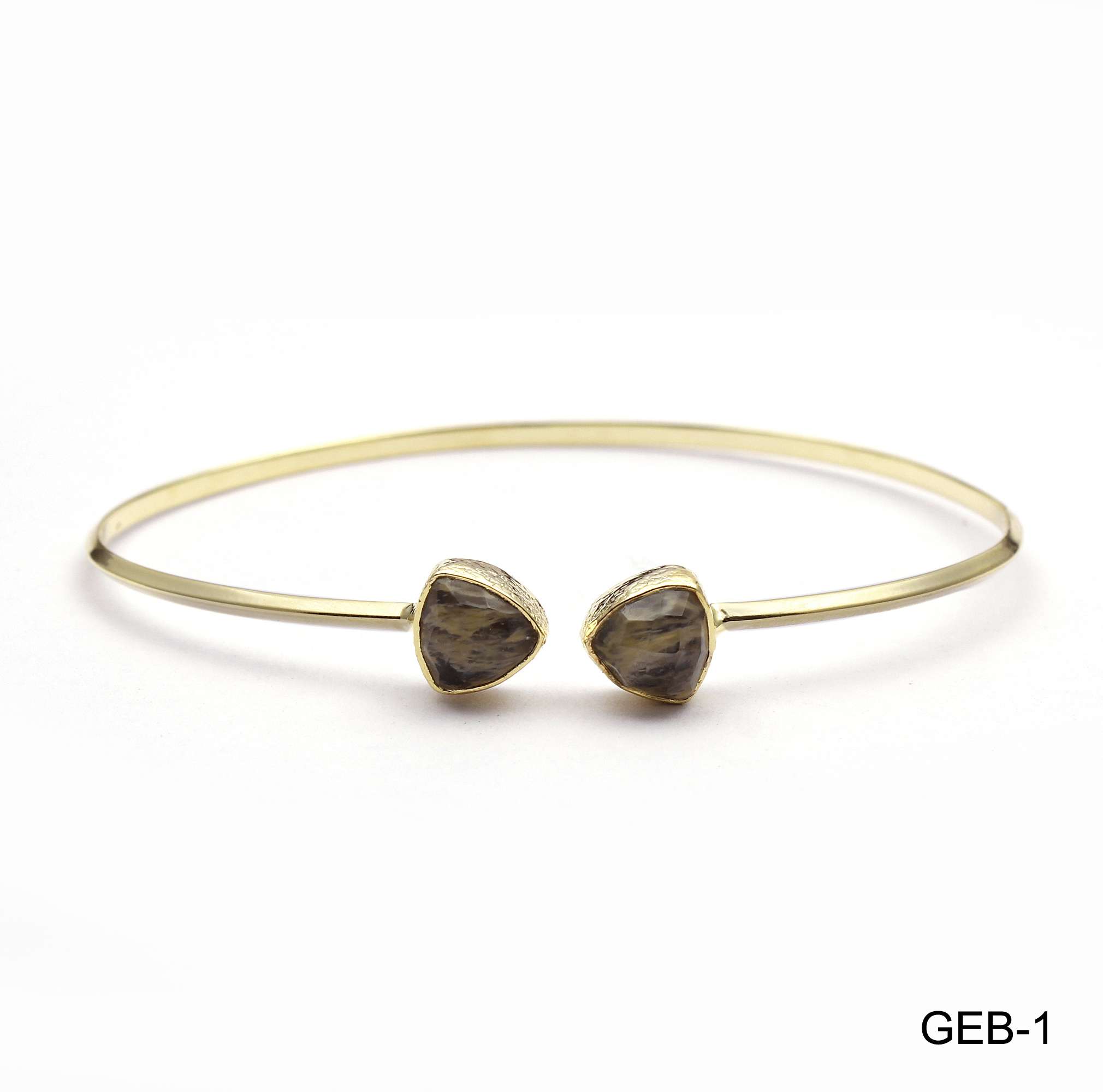 Fashion statement trillion shaped faceted golden rutile bracelet gold  Supplier