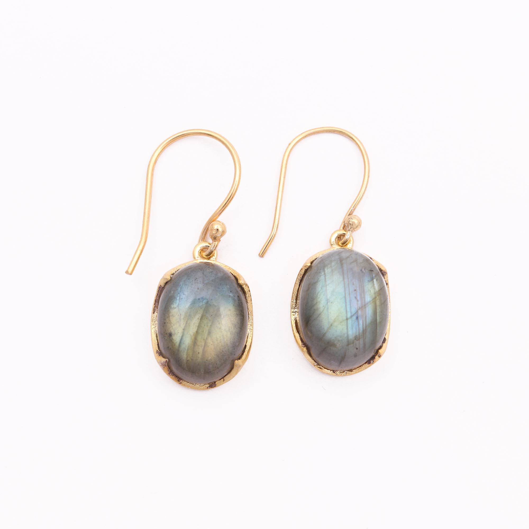 Wholesale gemstone oval shape labradorite prong setting drop earring Supplier