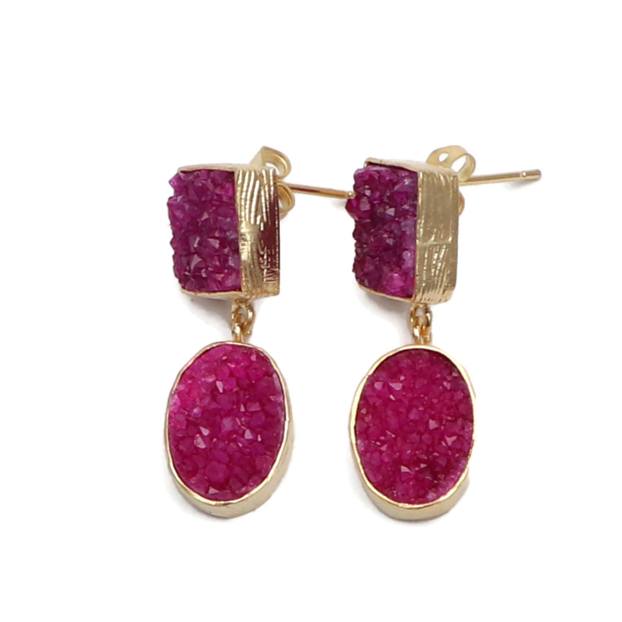 Indian wholesaler natural agate durzi gemstone earring Supplier